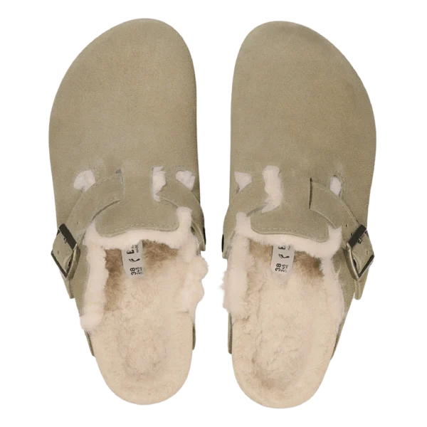 ⁦Birkenstock Boston Shearling Suede Clogs Taupe⁩ – תמונה ⁦3⁩