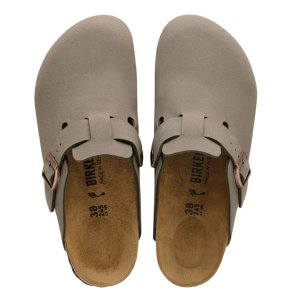 ⁦Birkenstock Boston TEX Birko-Flor Nubuck Clogs Stone⁩ – תמונה ⁦3⁩