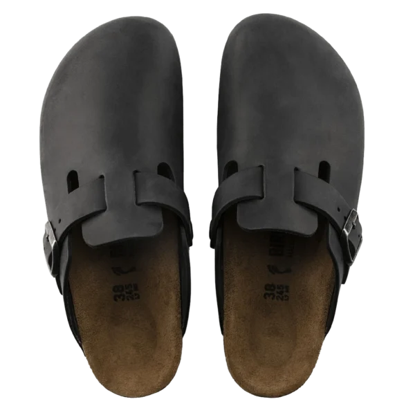 ⁦Birkenstock Boston Oiled Natural Leather Clogs Black⁩ – תמונה ⁦3⁩
