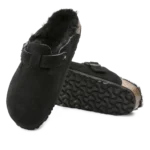 ⁦Birkenstock Boston Shearling Suede Clogs Black⁩ – תמונה ⁦4⁩