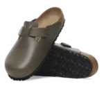 ⁦Birkenstock Boston Natural Leather Clogs Concrete Gray⁩ – תמונה ⁦4⁩