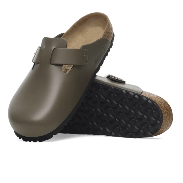 ⁦Birkenstock Boston Natural Leather Clogs Concrete Gray⁩ – תמונה ⁦4⁩