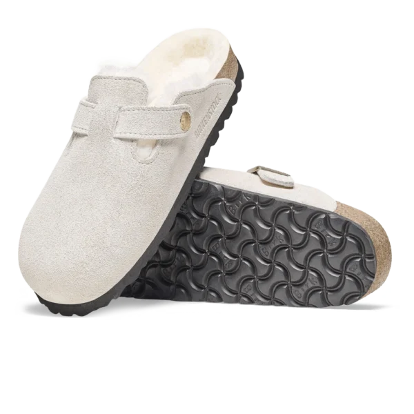 ⁦Birkenstock Boston Shearling Suede Clogs Antique White⁩ – תמונה ⁦4⁩