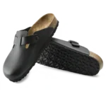 ⁦Birkenstock Boston Natural Leather Clogs Black⁩ – תמונה ⁦4⁩