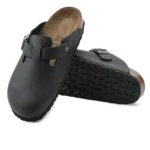 ⁦Birkenstock Boston Oiled Natural Leather Clogs Black⁩ – תמונה ⁦4⁩