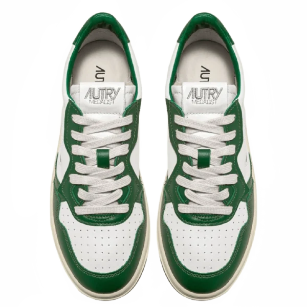 ⁦Autry Medalist Low Sneakers White Green Leather⁩ – תמונה ⁦4⁩
