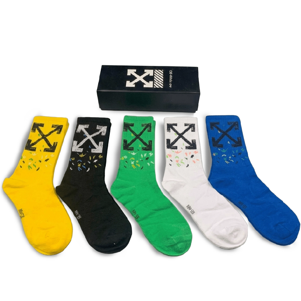1 Off-White Long Socks Bright Colors (Pack of 5) – תמונה 1