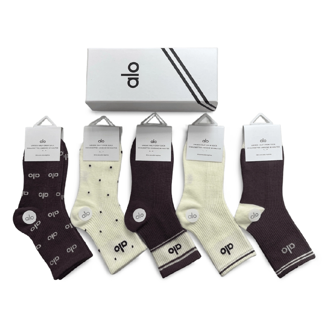 1 ALO Mid-Length Socks Pack Brown Beige (5 Pairs) – תמונה 1