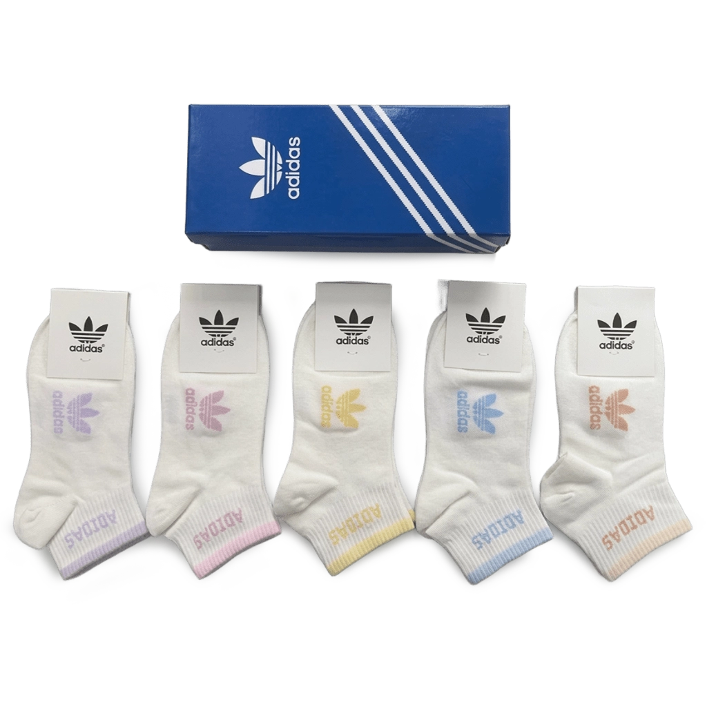 1 Adidas Short Socks White Pastel Color (5 Pack) – תמונה 1