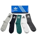 Adidas Long Socks Black Grey Green  (5-Pack)