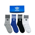 Adidas Long Socks Black Grey Dark Blue (4-Pack)