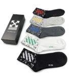 ⁦Off-White Medium Length Socks Dark Colors (Pack of 5)⁩ – תמונה ⁦2⁩