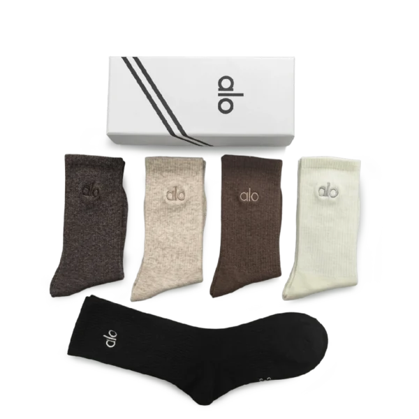 ⁦ALO Long Socks Pack Black Brown Beige (5 Pairs)⁩ – תמונה ⁦2⁩