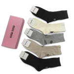⁦Miu Miu Long Socks Pack Black Beige Grey (5 Pairs)⁩ – תמונה ⁦2⁩