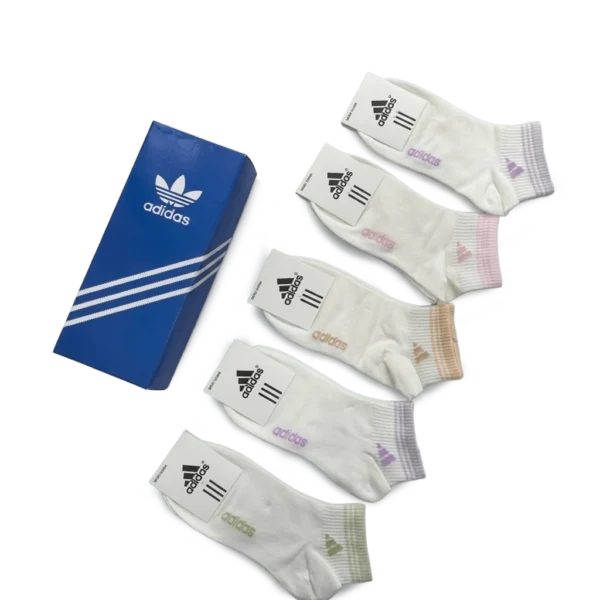 ⁦Adidas Classic Short Socks White Purple Orange (5 Pack)⁩ – תמונה ⁦2⁩