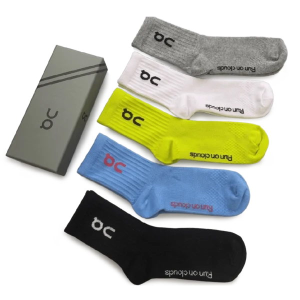 ⁦On Medium Length Socks Black Blue Yellow (5 Pack)⁩ – תמונה ⁦2⁩