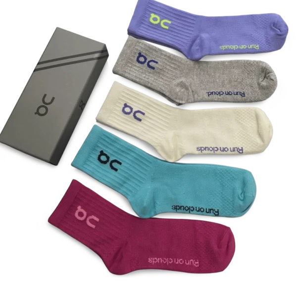 ⁦On Medium Length Socks Purple Pink White (5 Pack)⁩ – תמונה ⁦2⁩