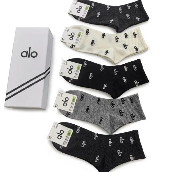 ⁦Alo Medium Length Socks Black White Grey (5 Pack)⁩ – תמונה ⁦2⁩