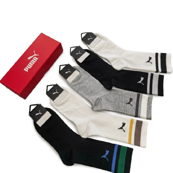 ⁦Puma Long Socks Grey White Black (5 Pack)⁩ – תמונה ⁦2⁩