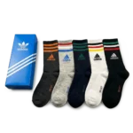 ⁦Adidas Long Socks Black White Grey (5 Pack)⁩ – תמונה ⁦2⁩