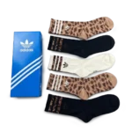 ⁦Adidas Long Socks Black Leopard Print (5 Pack)⁩ – תמונה ⁦2⁩