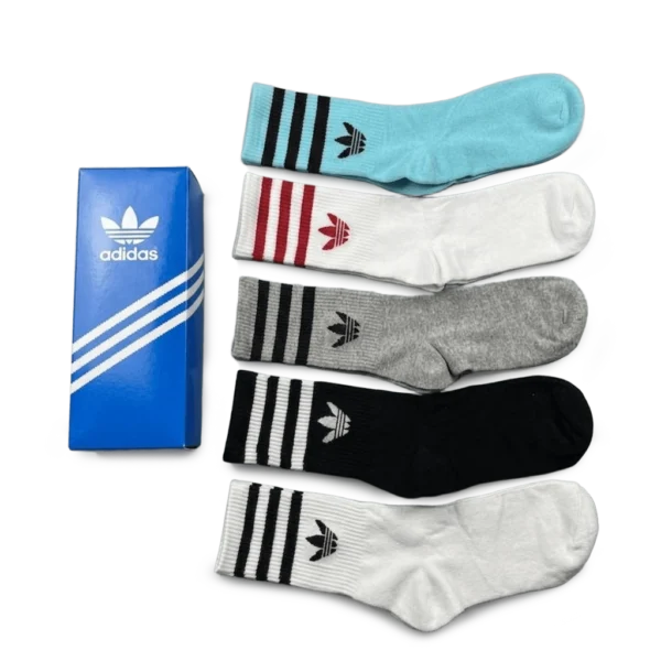 ⁦Adidas Long Socks (5-Pack) Black Grey Blue⁩ – תמונה ⁦2⁩
