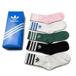 ⁦Adidas Long Socks (5-Pack) Black White Green⁩ – תמונה ⁦2⁩