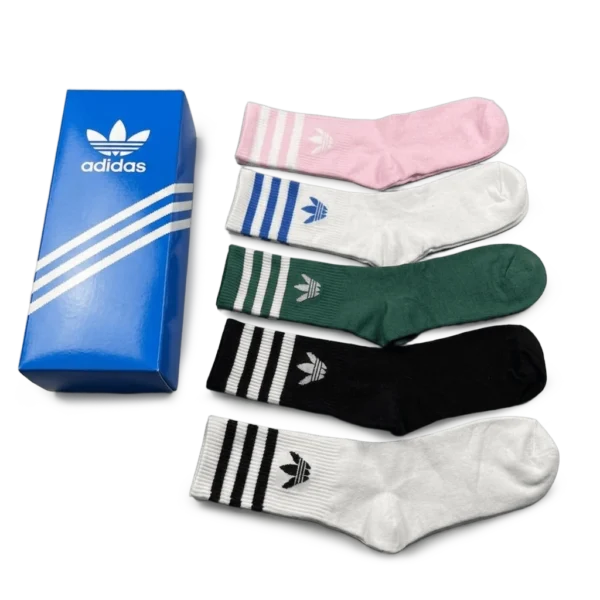 ⁦Adidas Long Socks (5-Pack) Black White Green⁩ – תמונה ⁦2⁩