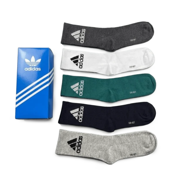 ⁦Adidas Long Socks Black Grey Green  (5-Pack)⁩ – תמונה ⁦2⁩