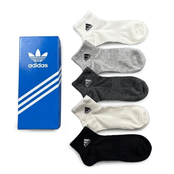 ⁦Adidas Short Socks Black Grey White (5-Pack)⁩ – תמונה ⁦2⁩