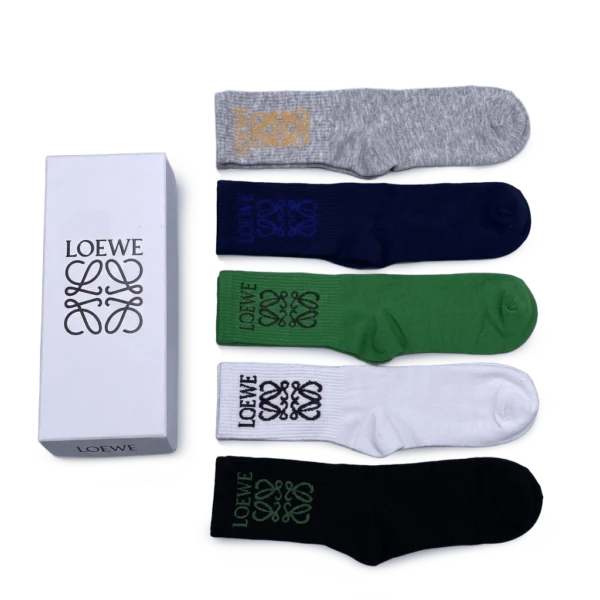 ⁦Loewe Long Socks Black Grey Green (5-Pack)⁩ – תמונה ⁦2⁩
