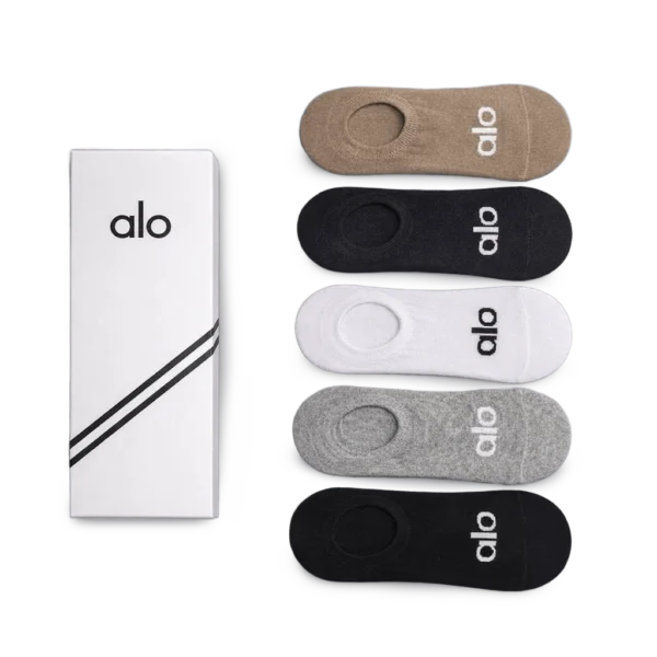 ⁦Alo Short Socks Black White Beige (5-Pack)⁩ – תמונה ⁦2⁩