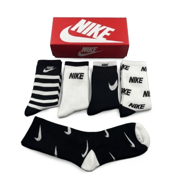 ⁦Nike Long Socks Black White (5-Pack)⁩ – תמונה ⁦2⁩