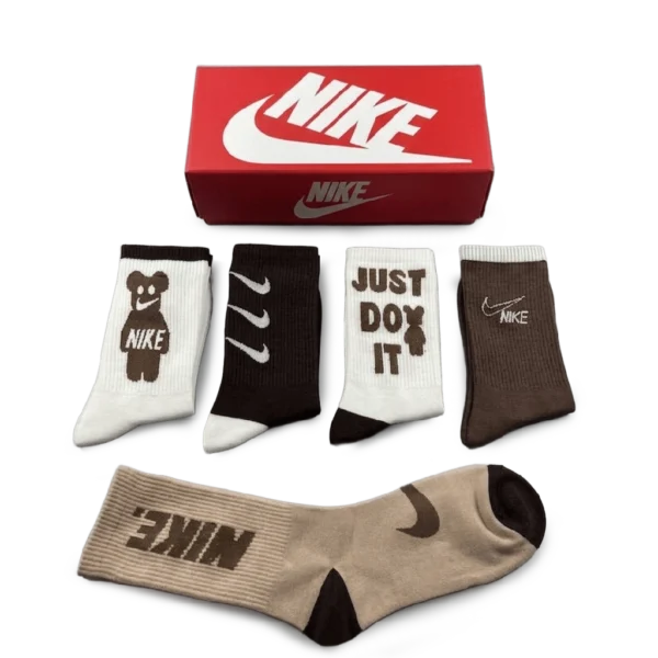 ⁦Nike Long Socks Black White Brown (5-Pack)⁩ – תמונה ⁦2⁩