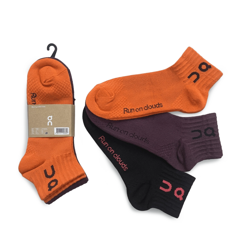 3 On Short Socks Pack Black Orange Brown (3 Pairs) – תמונה 1