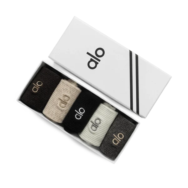 ⁦ALO Long Socks Pack Black Brown Beige (5 Pairs)⁩ – תמונה ⁦3⁩