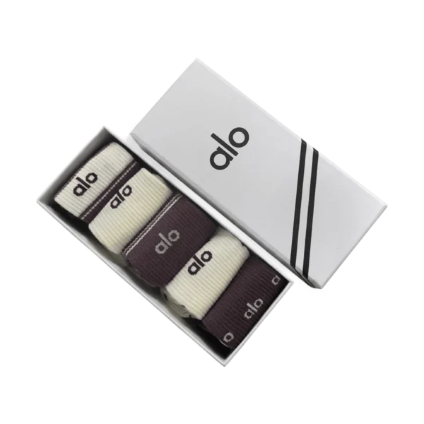 ⁦ALO Mid-Length Socks Pack Brown Beige (5 Pairs)⁩ – תמונה ⁦3⁩