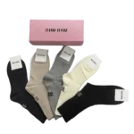 ⁦Miu Miu Long Socks Pack Black Beige Grey (5 Pairs)⁩ – תמונה ⁦3⁩