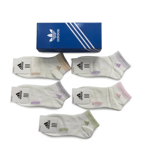 ⁦Adidas Classic Short Socks White Purple Orange (5 Pack)⁩ – תמונה ⁦3⁩