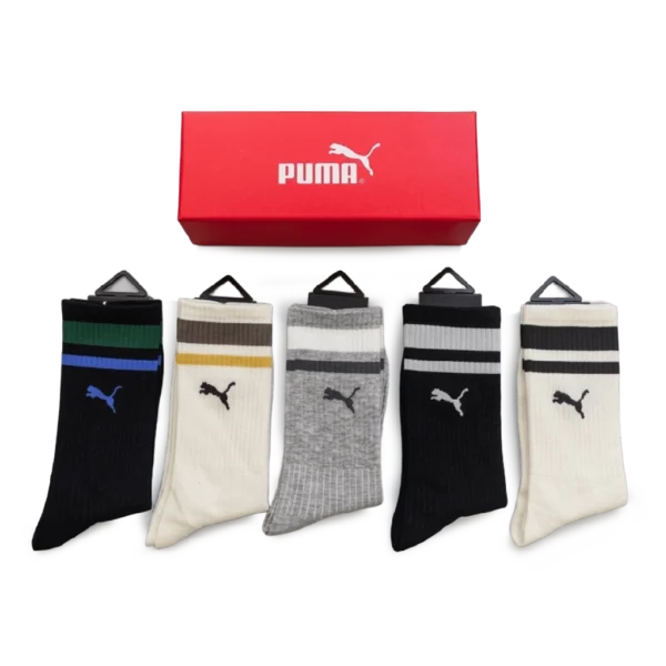 ⁦Puma Long Socks Grey White Black (5 Pack)⁩ – תמונה ⁦3⁩