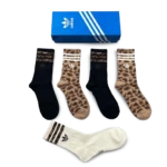 ⁦Adidas Long Socks Black Leopard Print (5 Pack)⁩ – תמונה ⁦3⁩