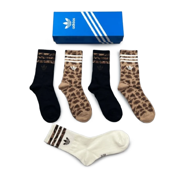 ⁦Adidas Long Socks Black Leopard Print (5 Pack)⁩ – תמונה ⁦3⁩