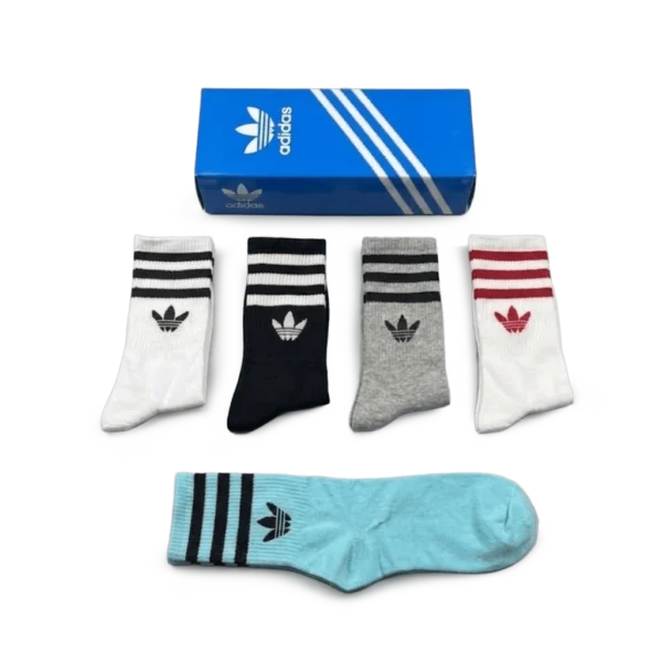 ⁦Adidas Long Socks (5-Pack) Black Grey Blue⁩ – תמונה ⁦3⁩
