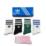 ⁦Adidas Long Socks (5-Pack) Black White Green⁩ – תמונה ⁦3⁩