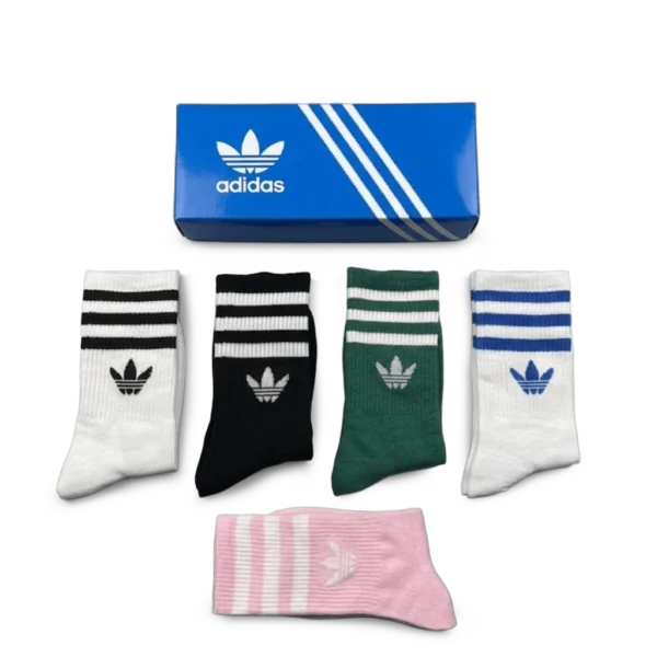 ⁦Adidas Long Socks (5-Pack) Black White Green⁩ – תמונה ⁦3⁩