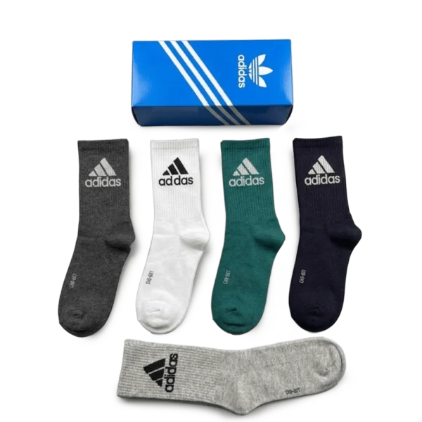 ⁦Adidas Long Socks Black Grey Green  (5-Pack)⁩ – תמונה ⁦3⁩