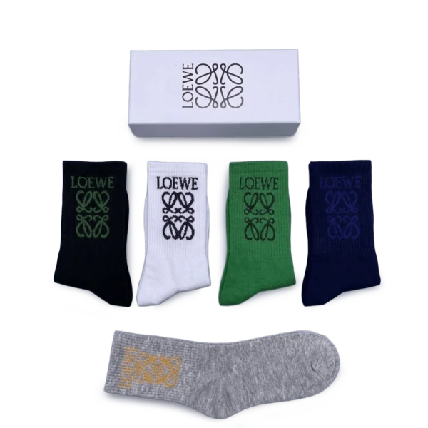⁦Loewe Long Socks Black Grey Green (5-Pack)⁩ – תמונה ⁦3⁩