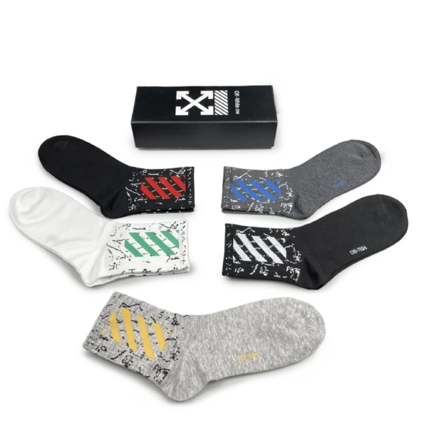 ⁦Off-White Medium Length Socks Dark Colors (Pack of 5)⁩ – תמונה ⁦3⁩