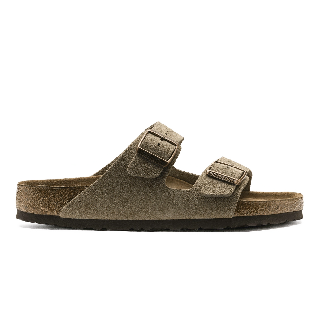 1-Birkenstock Arizona Soft Footbed Suede Leather Sandals Taupe Birkenstock Arizona Soft Footbed Suede Leather Sandals Taupe – תמונה 1