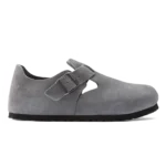 Birkenstock London Heritage Suede Leather Clogs Gray